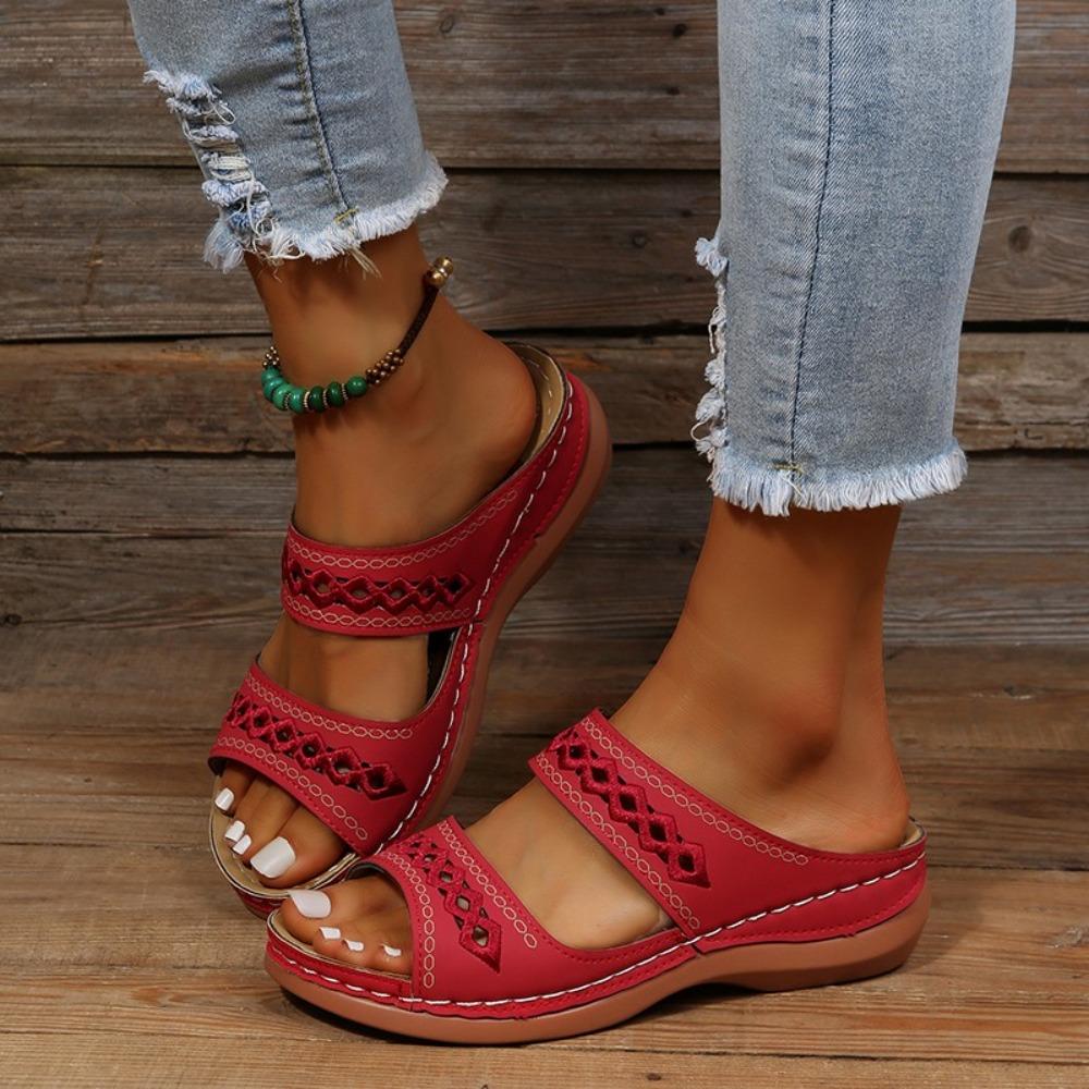 2025 Women Summer Sandals Casual Comfortable Round Head Open Toe Wedges Slippers Fashion Slip on Slides for Women