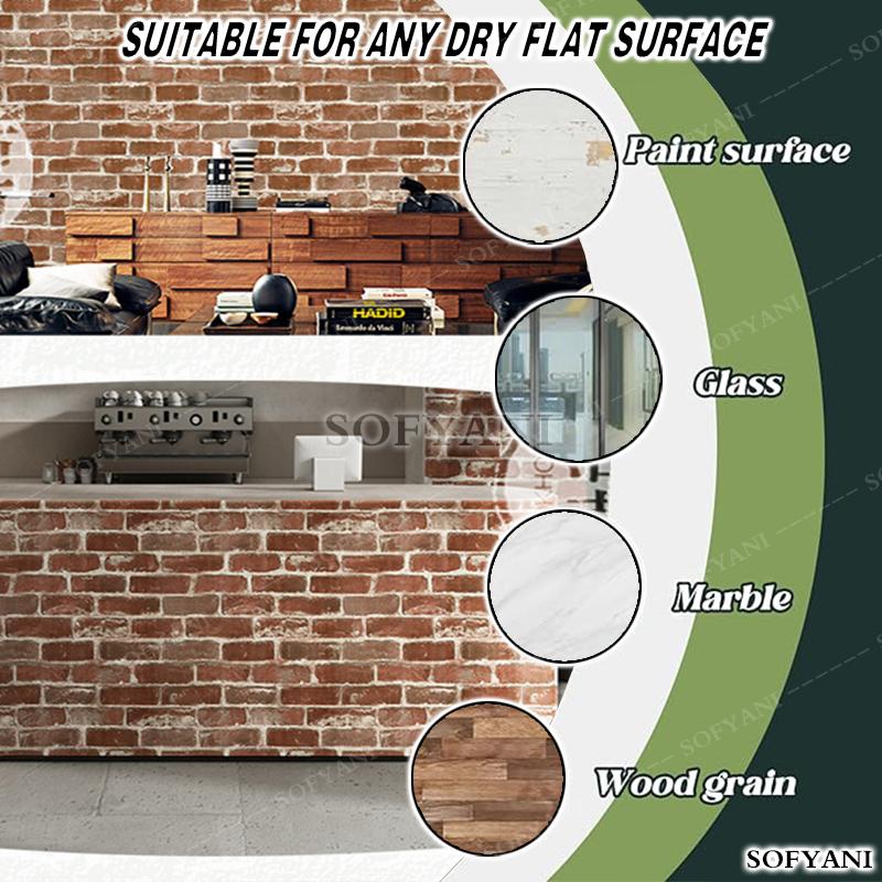 Retro antique brick pattern brown red brick/gray brick PVC self-adhesive wallpaper, used for home decoration vinyl film stickers