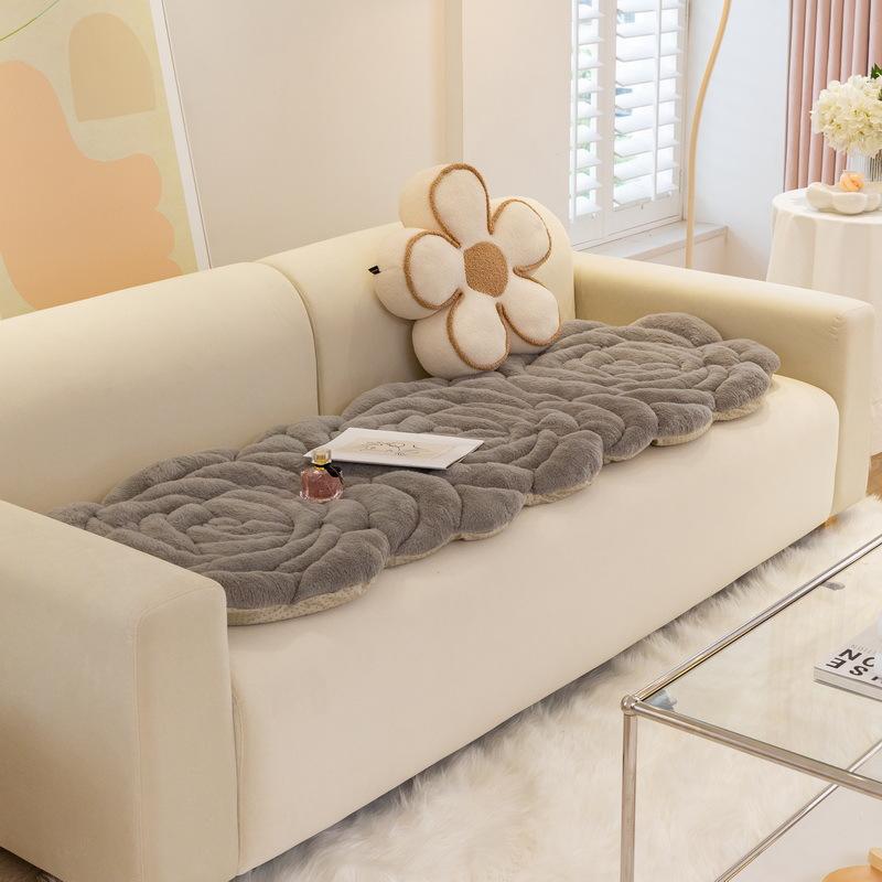 Rose Velvet Special-shaped Sofa Cushion Winter Thickened Non-slip Cushion Irregular Leather Cover Cover Plush High-end Cover Cloth