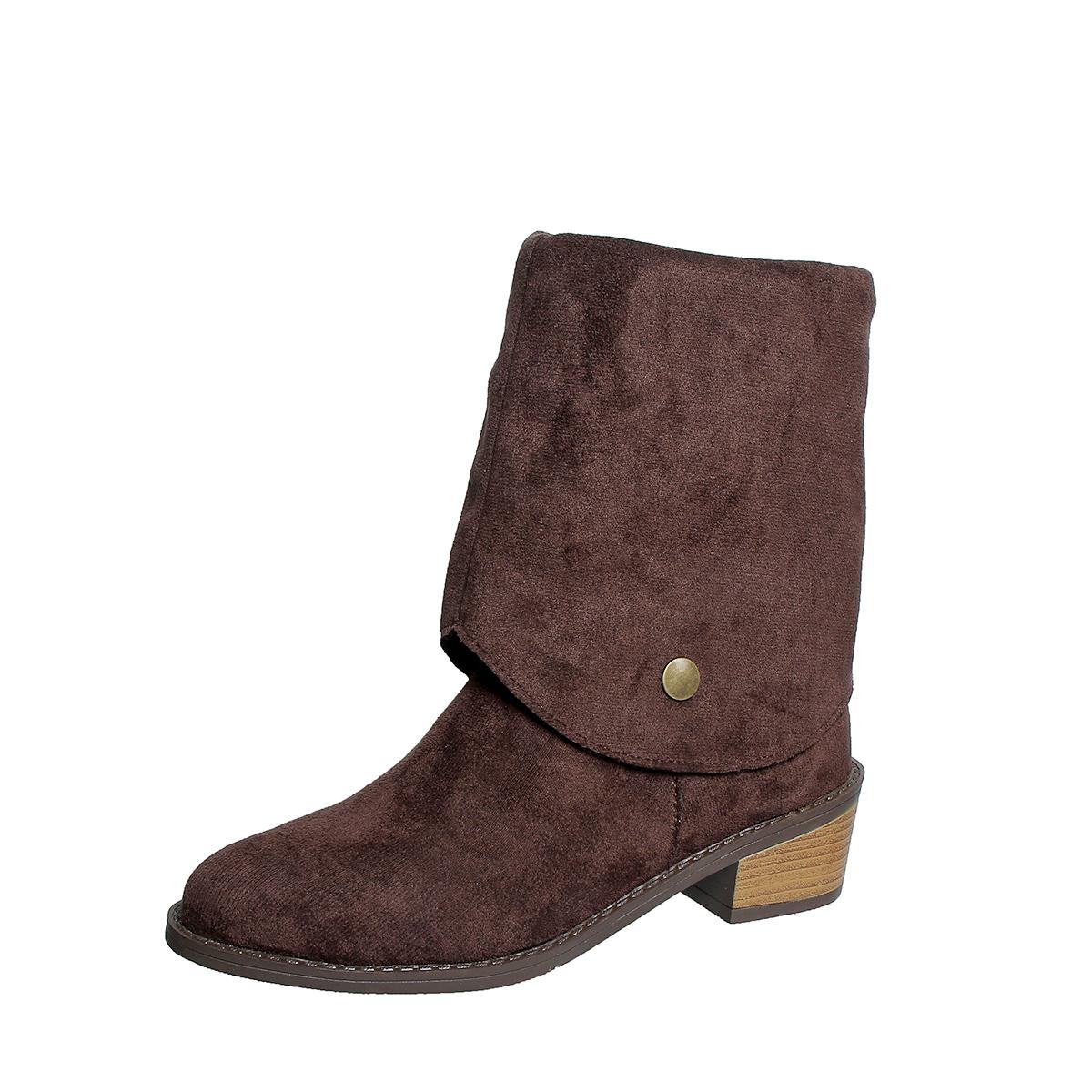 Зимние женские ковбойские сапоги на низком каблуке — фото 9