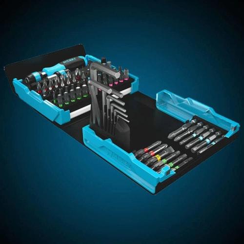 HAZET 2200SC-1 Screwdriver Bit Set, 69-Piece Precision Tool Set with Magnetic Smart Case, Phillips and Flathead Screwdrivers, Pozidriv, Torx, Hex Wren