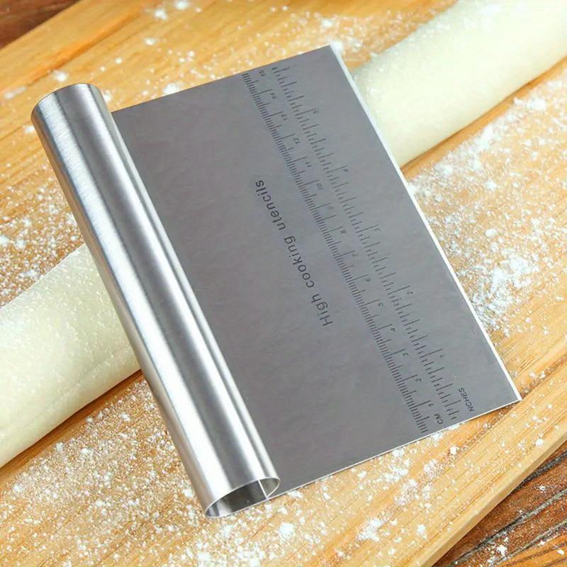 Premium Stainless Steel Bench Scraper with Measurement Markings - Durable Dough Cutter & Pastry Chopper, Ideal for Baking Dough Scraper