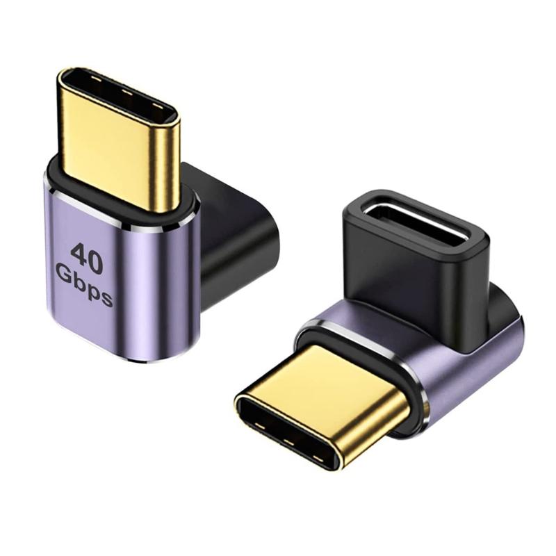 USB C Male to Female Adapter Right Angle 90 Degree PD 100W 40Gbps 8K HD Type C Male to Female Adapter
