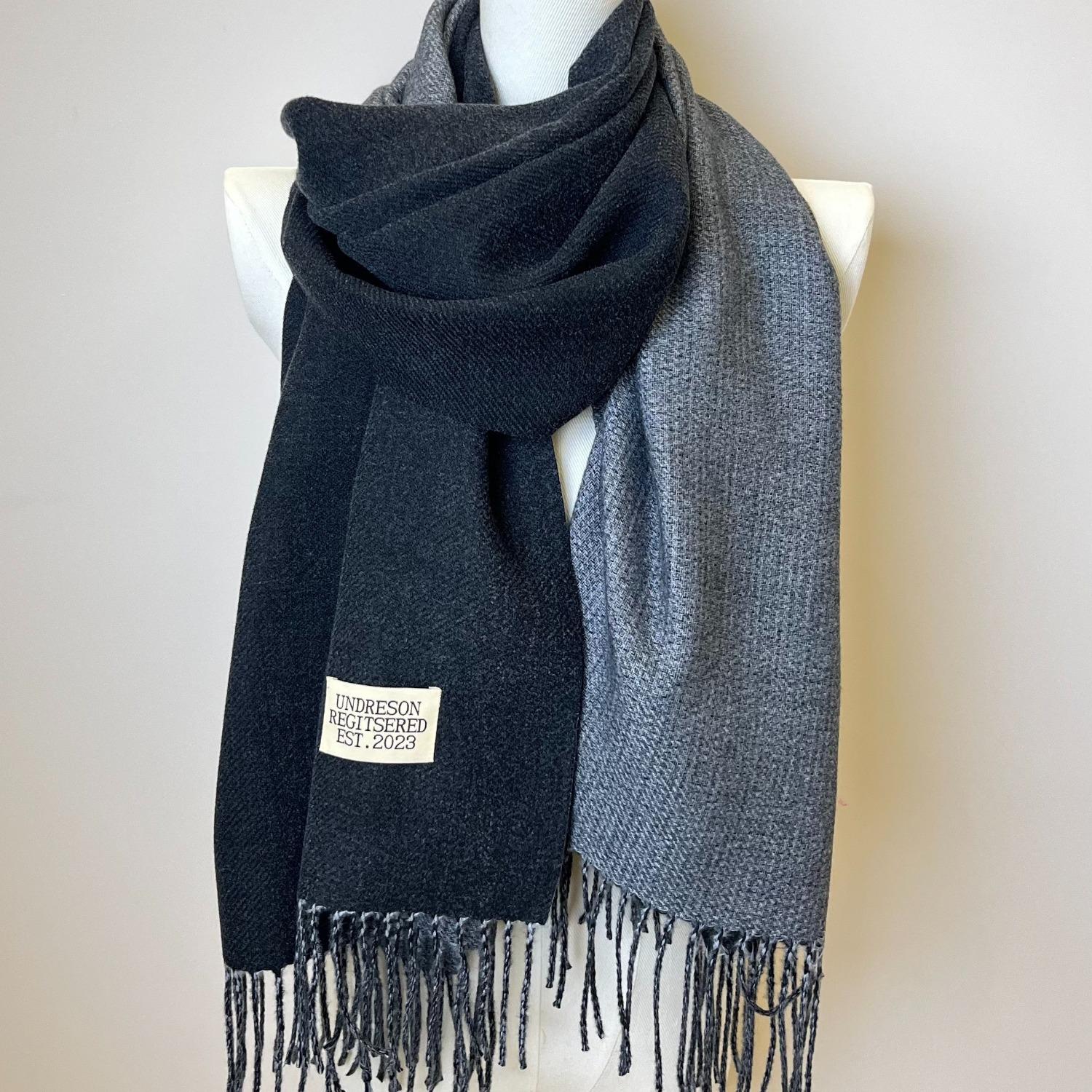 

Двусторонний двухцветный шарф, простая базовая шаль с кисточками из искусственного кашемира, осенне-зимний унисекс, утепленный шарф для защиты шеи