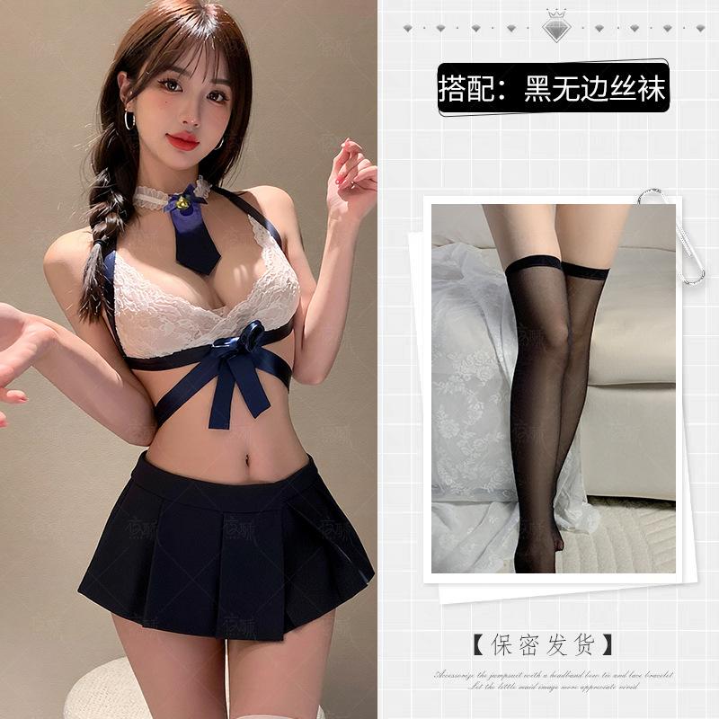 Zimei night crisp sexy underwear sexy student super short temptation pleated skirt uniform suit hair jk cute little chest