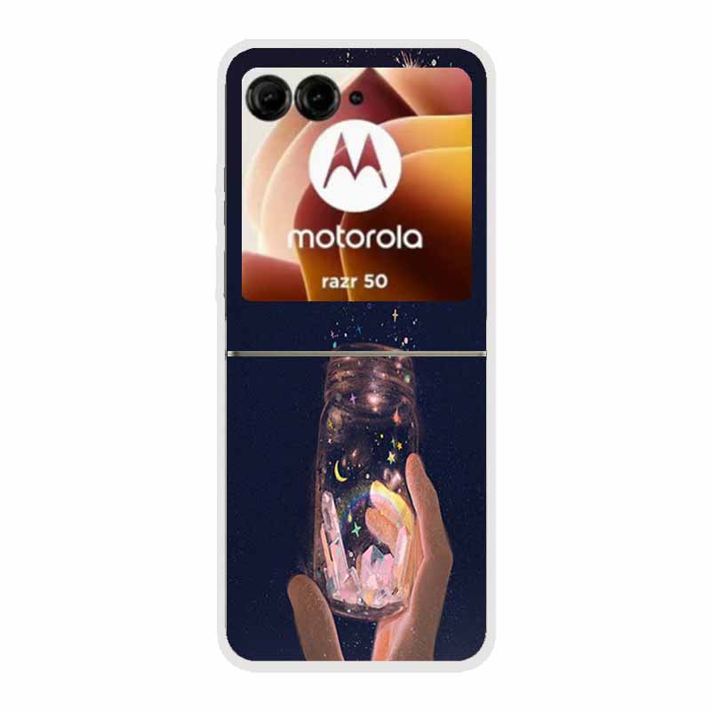 For Moto Razr 50 Case Clear Plastic Hard Painted Space Transparent Phone Covers for Motorola Razr 60 50 Coque Razr 2024 PC Cases