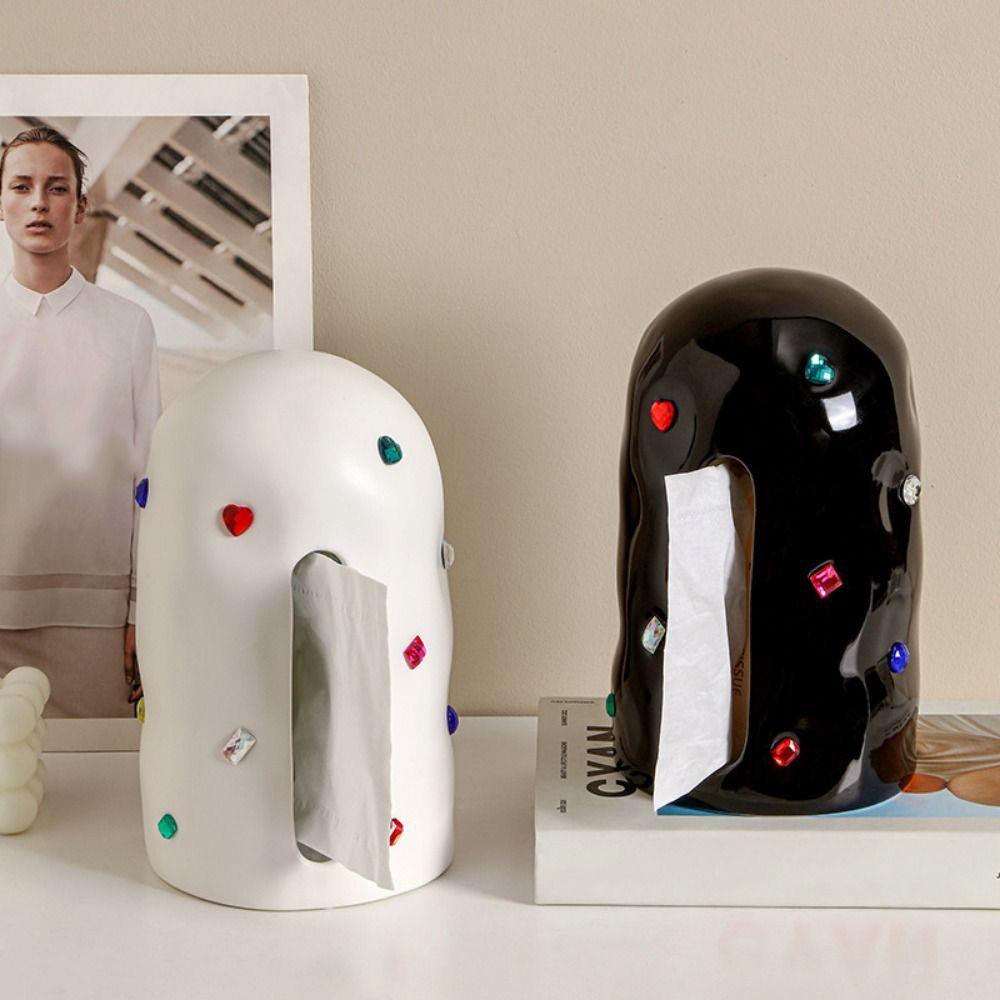 INS-Style Colored Stone Paper Dispenser Creative Gem Napkin Paper Box  Desktop Decoration