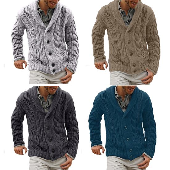 Men Sweater Jacket Cotton Blend Button Closure Long Sleeve Fashion Cardigan Sweater