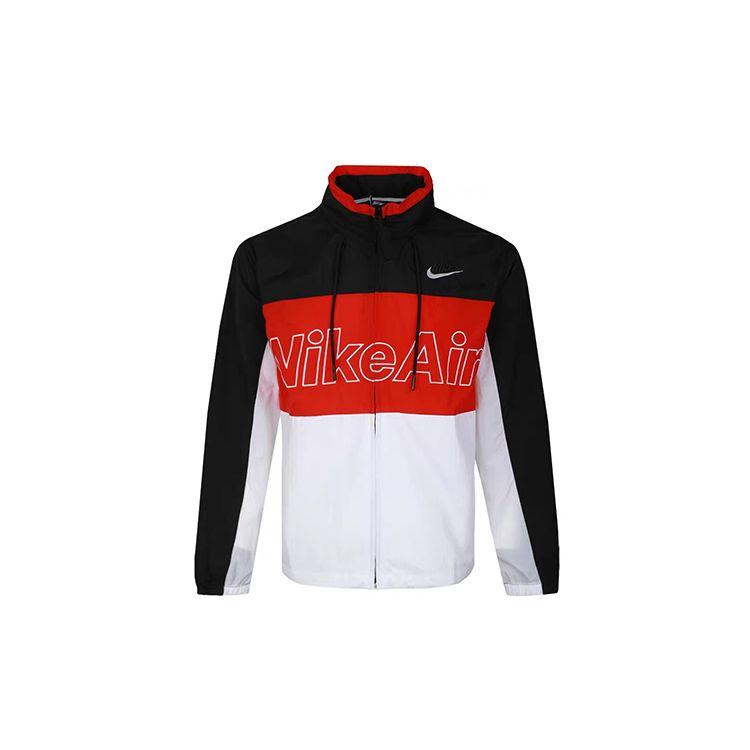 

Мужская тканая повседневная куртка с капюшоном Nike Colorblock, спортивная одежда, красный, черный, белый цвет CJ4857-011 L
