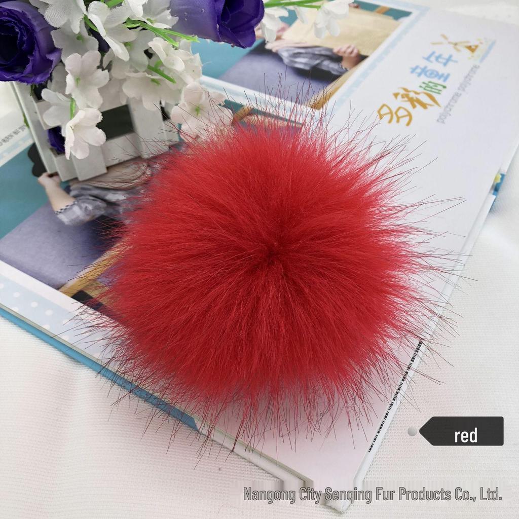 Colored 15cm Fluffy Faux Fur Fox Ball for DIY Hat Pendant