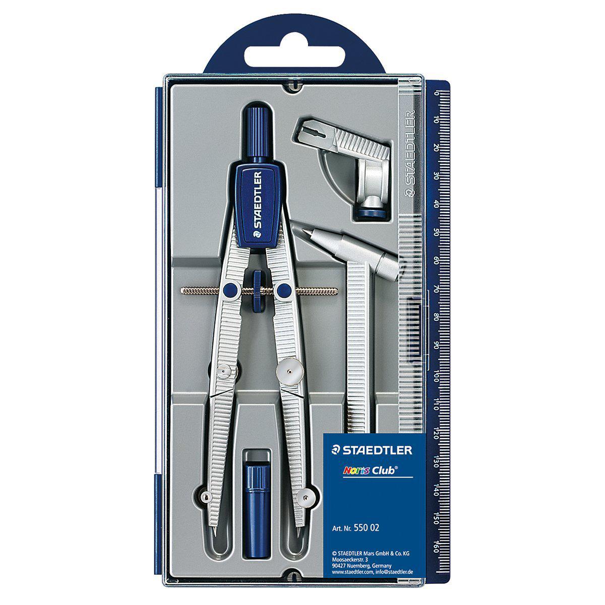 Staedtler 550 02 Multi-Functional Drafting Compass with Scale, Ruler Pen Clip, and Quick-Release Center Wheel 550 02 Compass