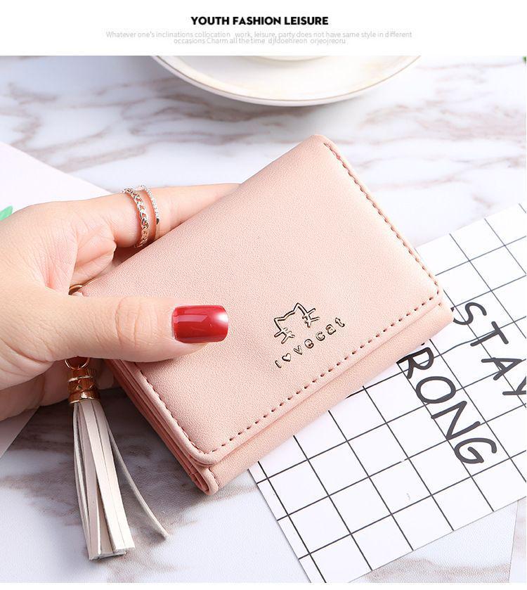 Women's Mini Korean Style Folding Wallet - Cute, Multi-Card Slot Coin Purse for Students