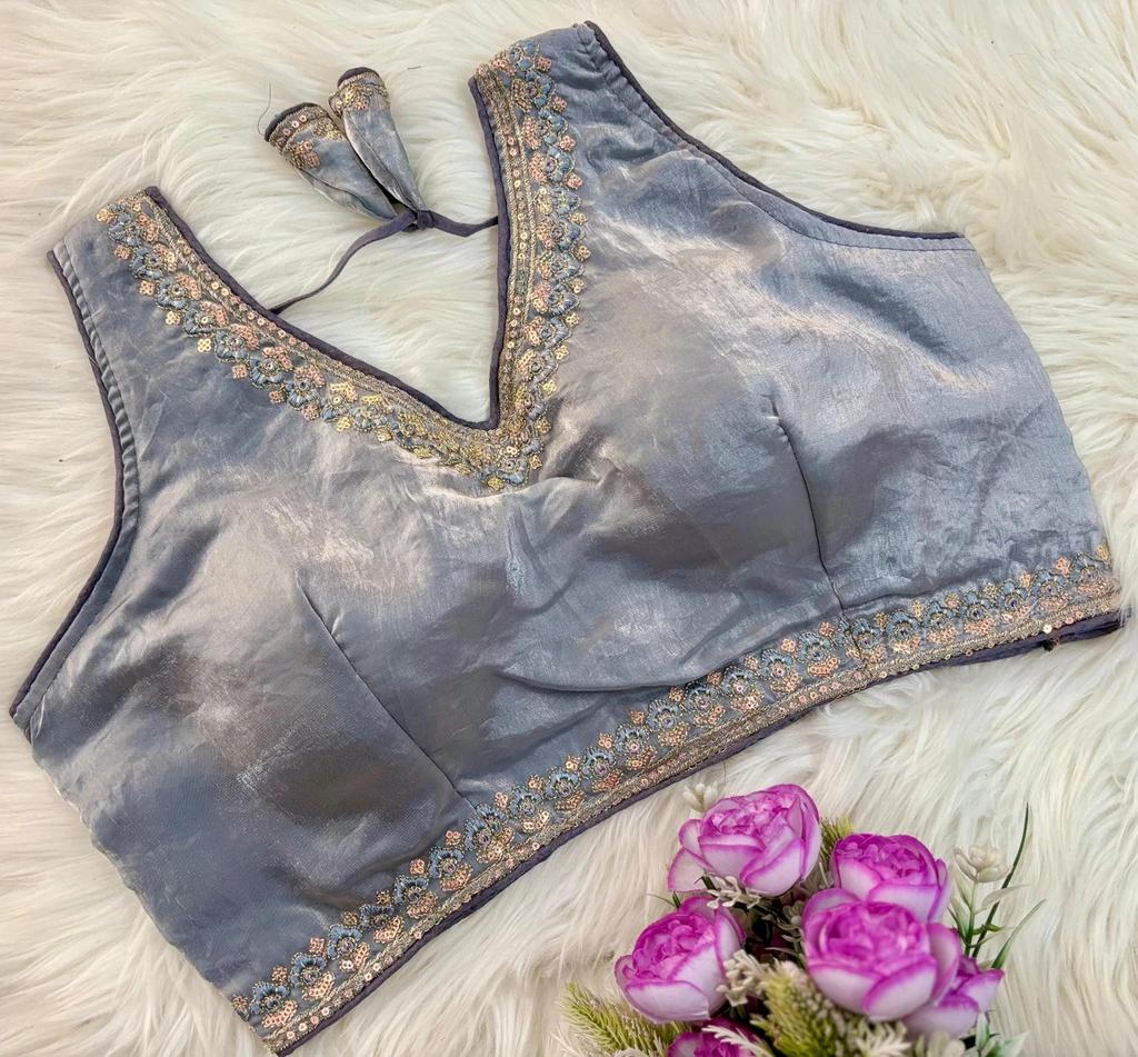 Blusa sin mangas de mezcla de seda para mujer Ropa de fiesta india Diseñador Étnico Choli