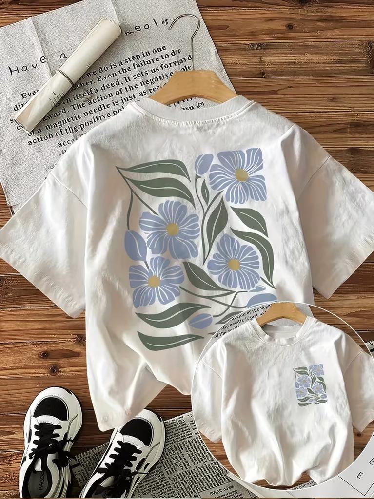 s Flower Yk Cotton Womens Retro Floral Print TShirt Soft Crew Neck Short Sleeve Top Vintage Shirt Floral Design