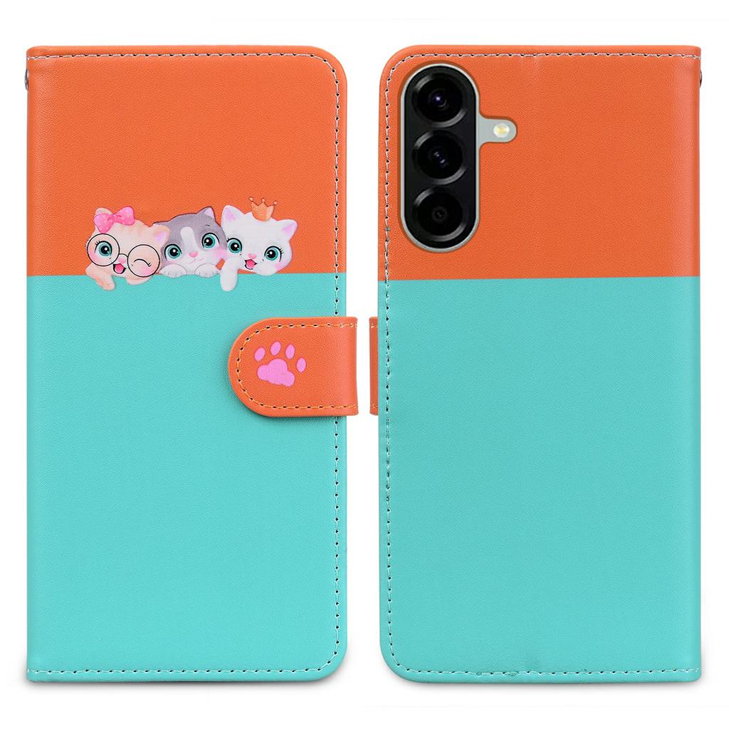 Cartoon Pet Series for Samsung Galaxy A36 5G Wallet Phone Case Splicing Leather Flip Cover
