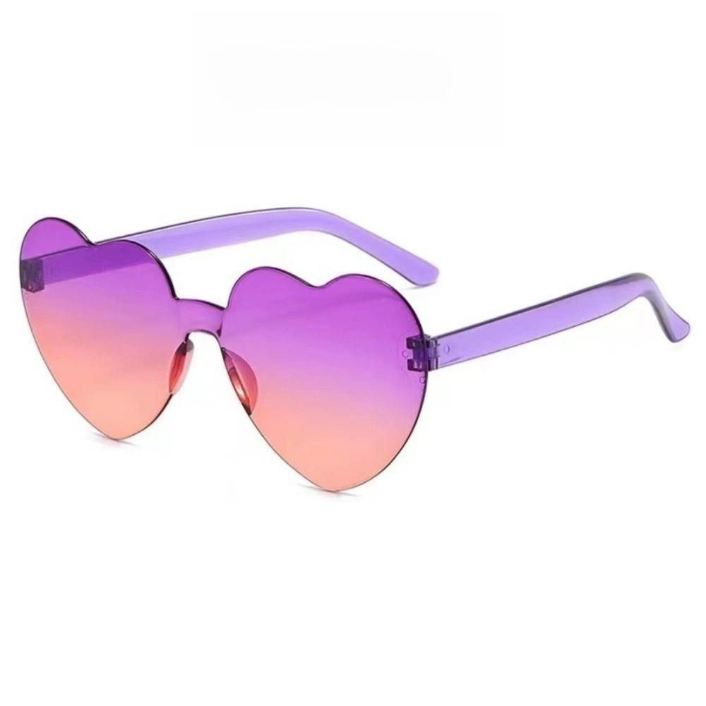 Trendy Love Heart Shape Sunglasses UV Protection Colorful Gradient Sunglasses  Women