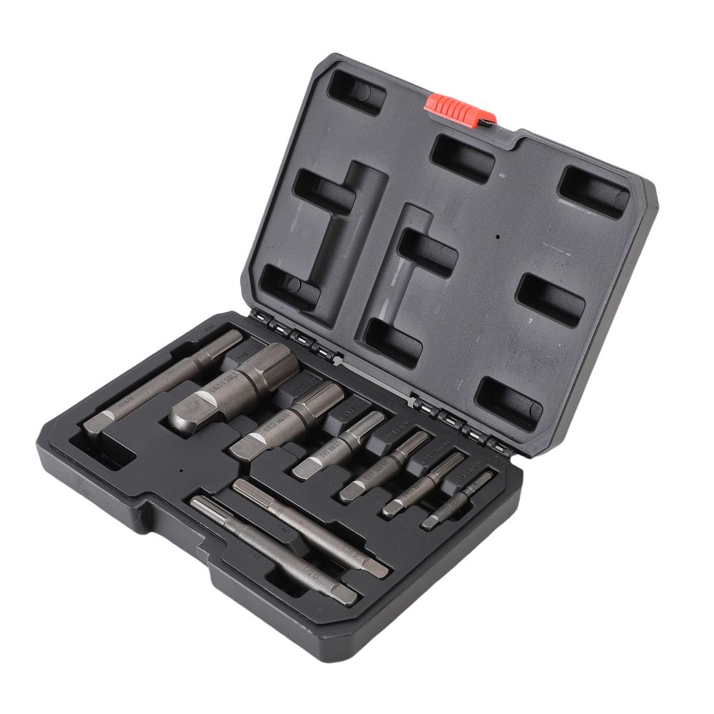 9 Pcs Pipe Extractor Set CrMo Steel Broken Pipe Removal Tool Kit with Storage Box for Maintenance