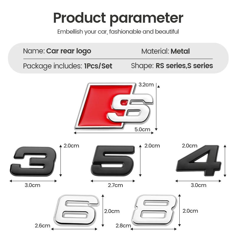 Car Body Rear Trunk Metal Badge S3 S4 S5 S6 S7 S8 Emblem Sticker Decor Accessories for Q1 A4 B8 B6 B9 B7 A3 8P 8V 8L A6 C7 C6 ER3 X1s16