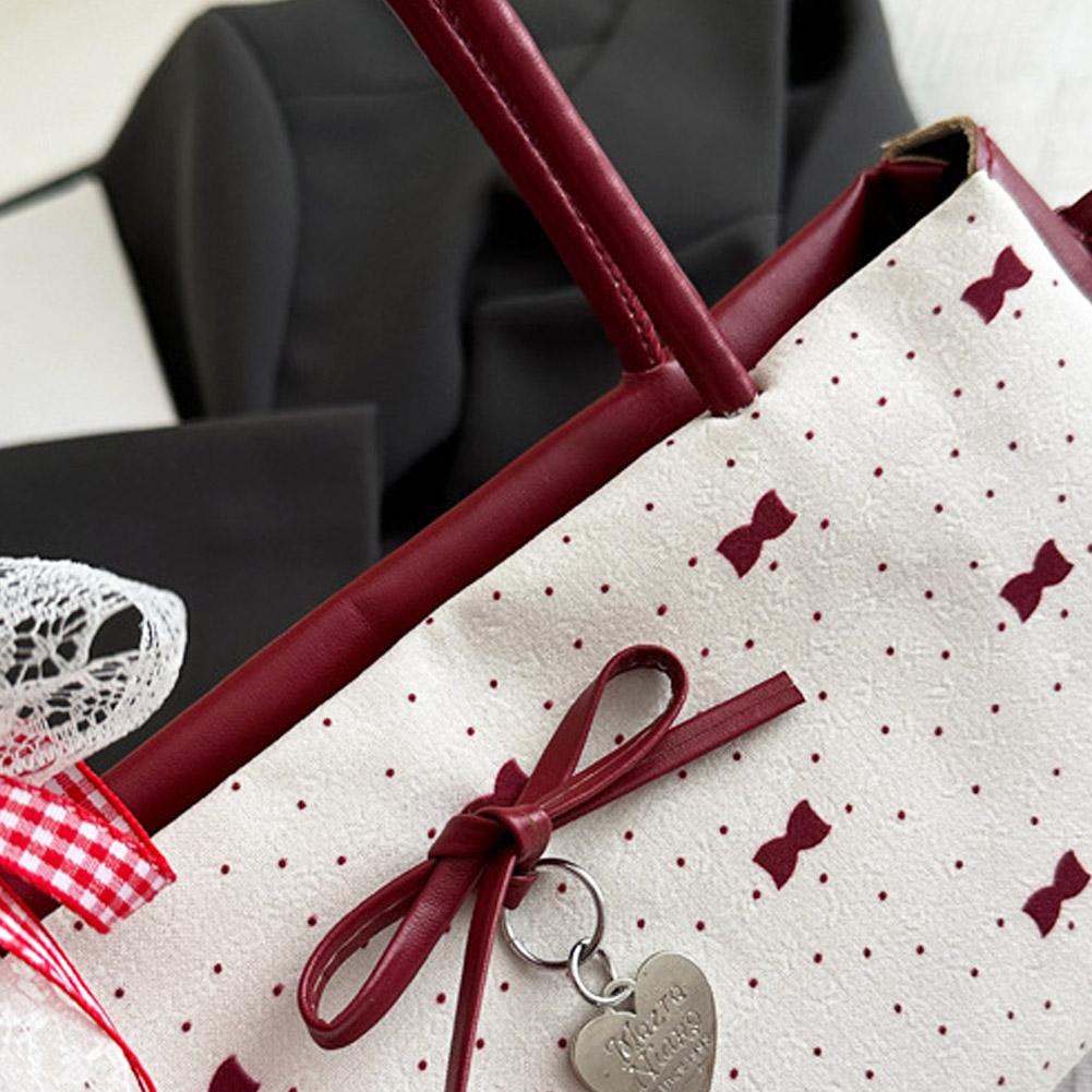 Women's Bag Sweet Style High End Underarm Bag Bow Print Commuter Bag Fashionable Single Shoulder Handbag Trendy Cute Small Bag