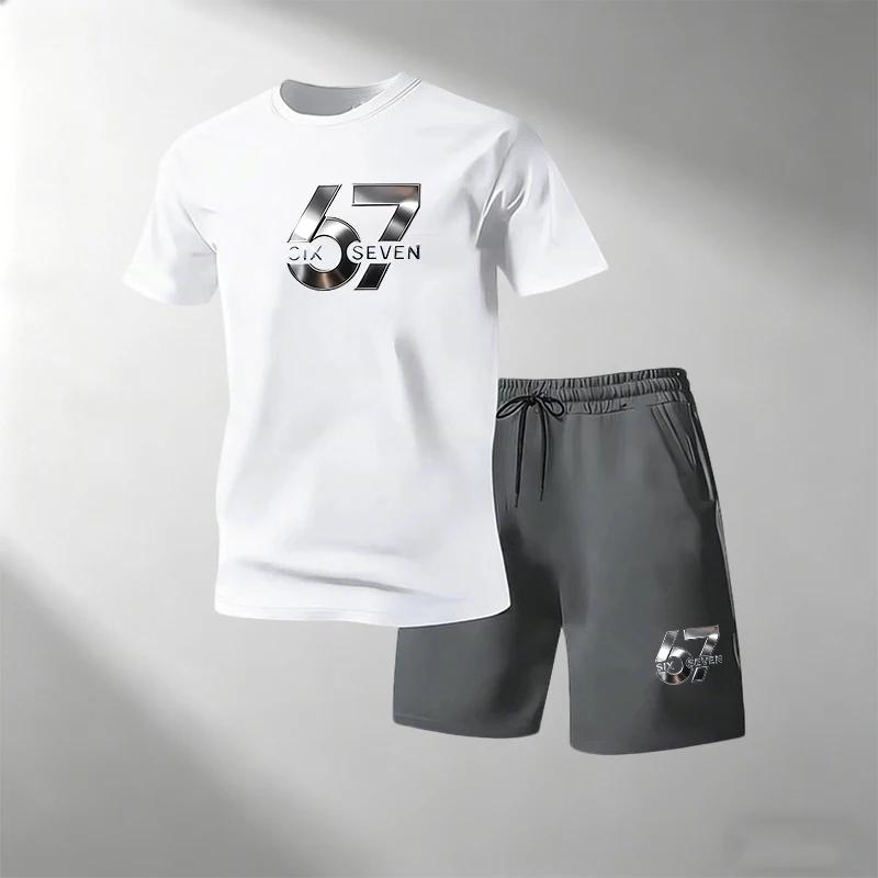 Hot Sale Men's 2 Piece T-Shirts Sets O-Neck Short Sleeve + Sports Shorts Breathable Quick Dry Casual Gym Home Outdoor Summer