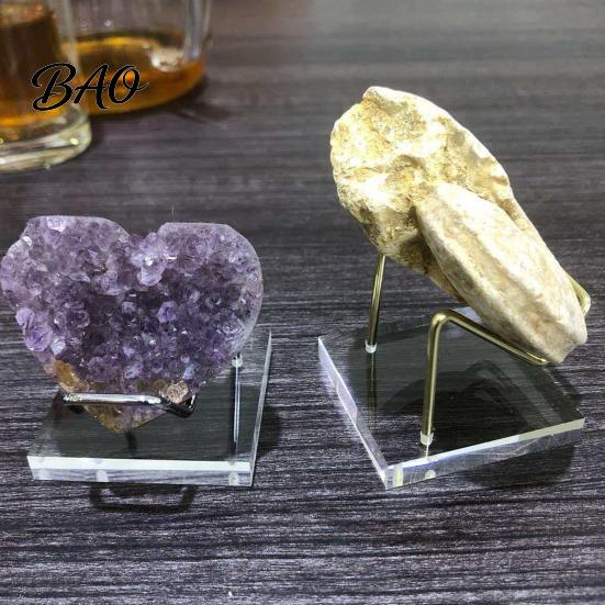 Acrylic Art Display Stand, Clear Tabletop Rock Easel Stands, Small Collectibles Shelf For Holder for Crystal Geodes Mineral Agate Coral Gemstone