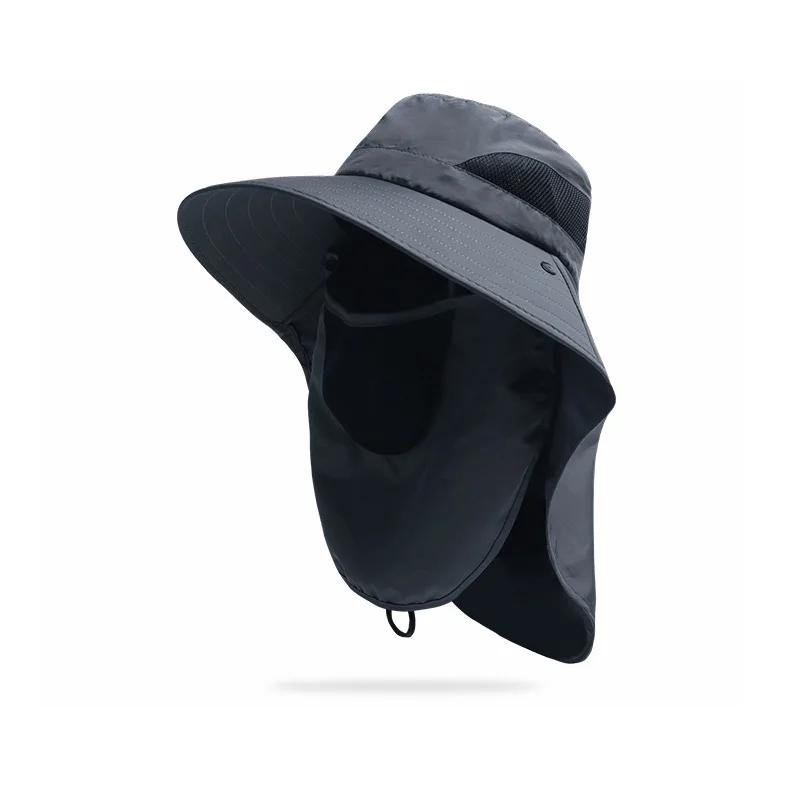 Sunshade Fishing Sun Cap with Sunscreen Face Mask for Outdoor Brim Visor Hat Protection and Climbing Hat Waterproof
