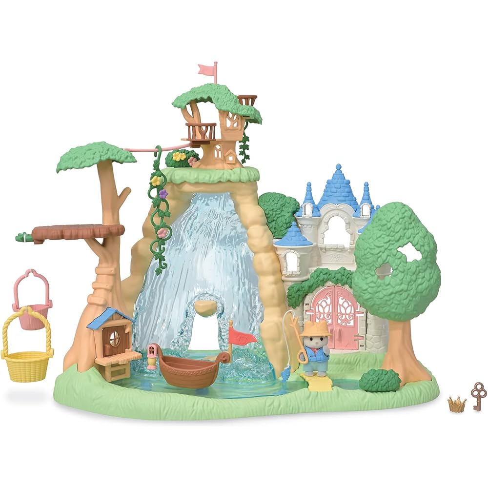 EPOCH Sylvanian Families Family Trip Secret Forest Large Waterfall Dollhouse Toy 3 Years and Up