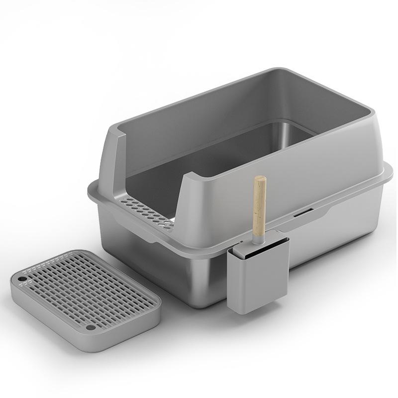 Cat Litter Box Large Spaces Fully Enclosed Deodorized Cat Toilet Pet Splash Proof Stainless Steel Cats Bedpans Supplies