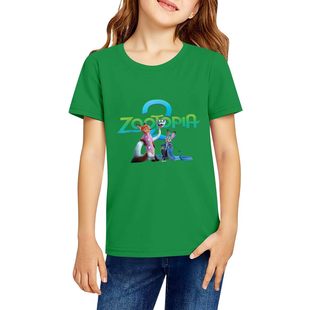 Fashionable Round Neck Short Sleeve Work Clothes Printed Tops For KID Summer Tops