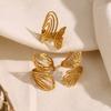Stainless Steel Multi-layer Hollow Line Ring Knock Open Ring Female
