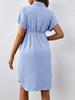 Summer Short-Sleeve Button Casual Maternity Dress with Fashion Belt