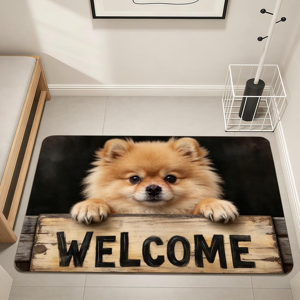 Welcome Art Cute Fun Cartoon Dog Home Bedside Rug Kitchen Bath Floor Mat Hallway Balcony Carpet Entrance Doormat Hogar Decor