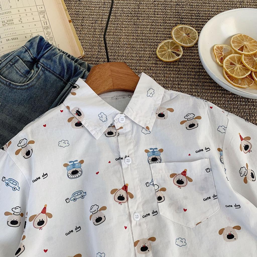Children'S Shirts Spring New Boys And Girls Full Of Cartoon Puppies Versatile Foreign Style Shirts H0027