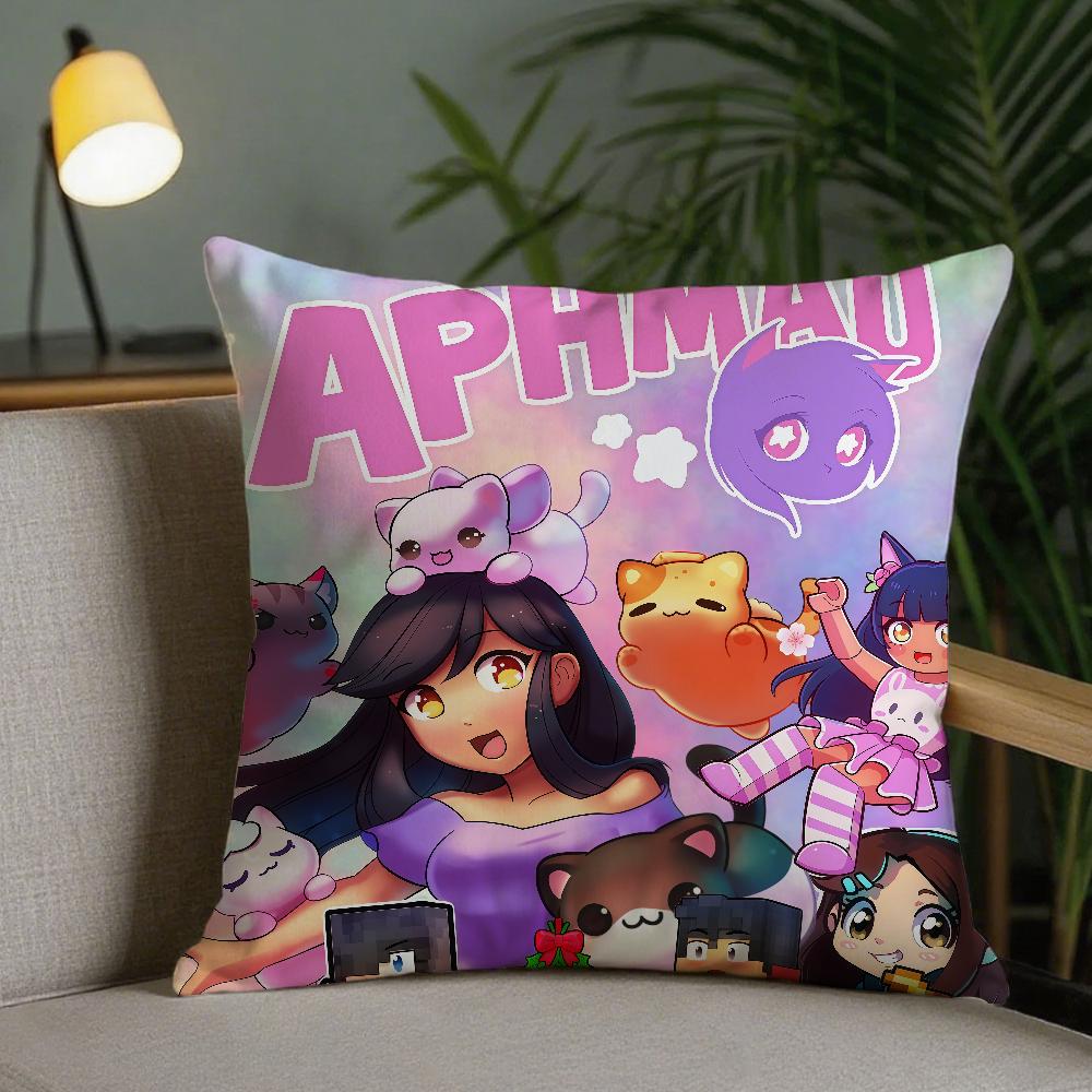 Anime Aphmau Pillow Case Square DoubleSided Printing Sofa Cushion Cover Pillowcase Bedroom Bedside