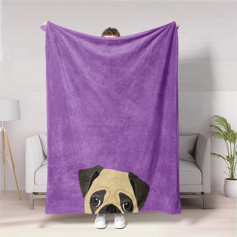 Cute cartoon dog digitalprinted polyester Bedroom velvet flannel soft sofa cover blanket Fleece soft sofa cover blankets