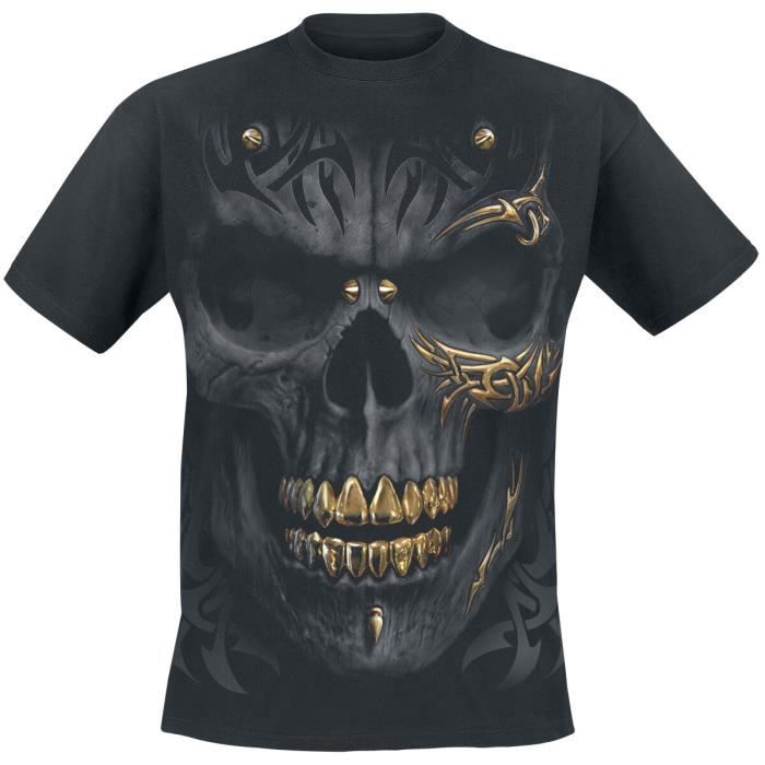 T-shirt Homme - Spiral - Noir - 100% Coton - Manches Courtes - Col Classique