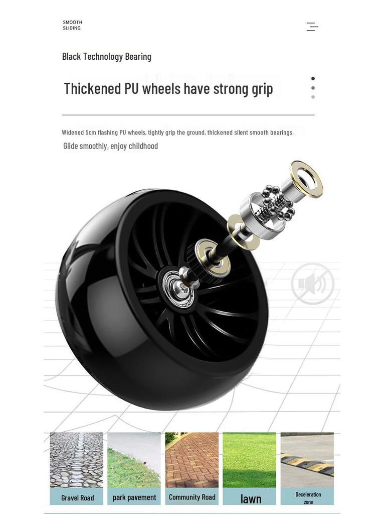 Hulajnoga składana 3 w 1 Little Wen Tong ze światłami dla dzieci w wieku 2-12 lat