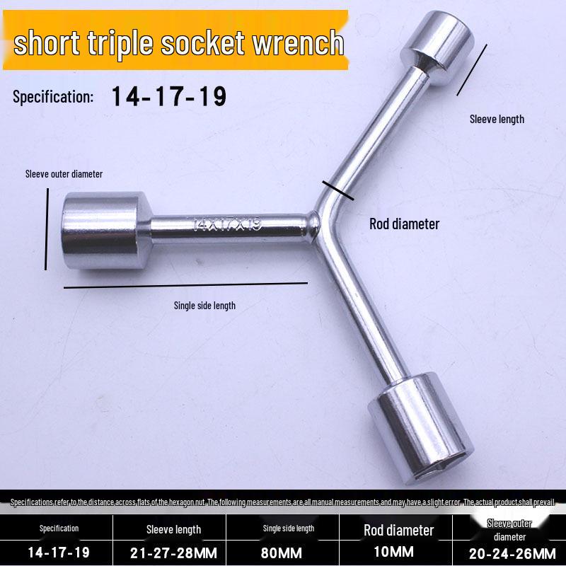 Triple Hex Socket Wrench Set for Car, Motorcycle, and EV Battery Repair