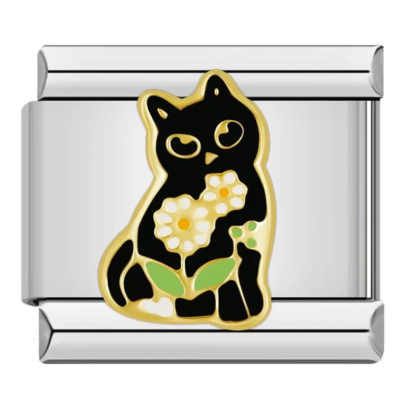 

Мода 2024 года, подвеска в виде кота, звезды, радуги, ангела, итальянские звенья, подходят для браслета 9 мм, изготовление ювелирных изделий своими руками, DJ738-C