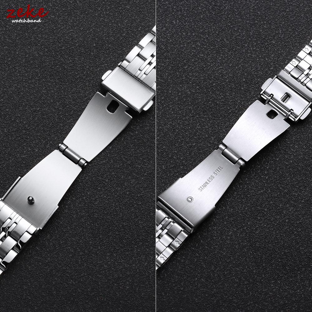 18/20/22/24mm Stainless Steel Watch Band Curved / Flat End Metal Bracelet Silver Gold Black Folding Buckle Universal Watch Strap