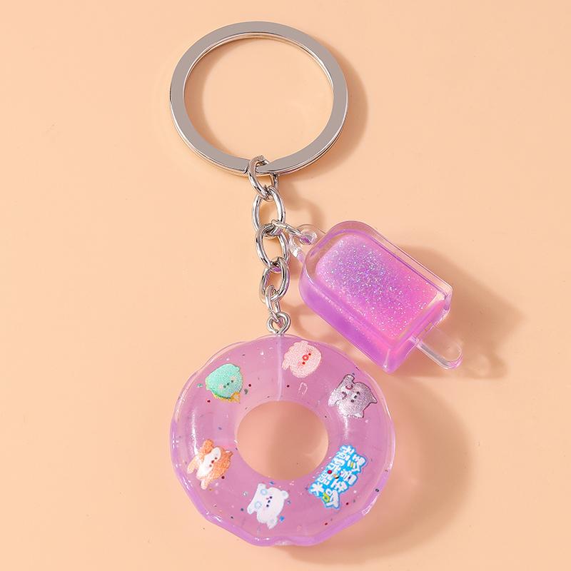 Cute Rein Simulation Swim Ring Keychain Ice Cream Key Rings Pendants for Key Holder Women Girls Handbag Decor Jewelry Gifts