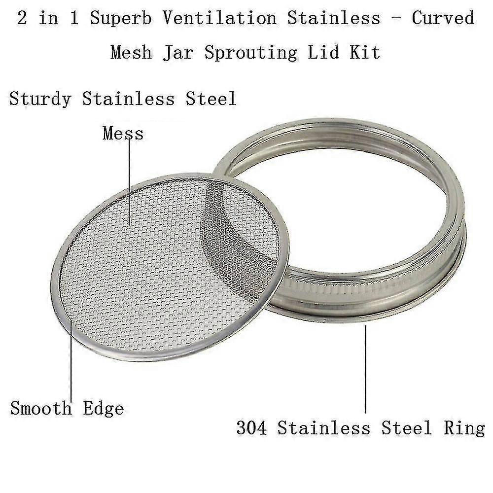 4pcs Stainless Steel Lids, Mason Jar Sprouting Kit Lids, For Growing Broccoli, Alfalfa, Salad Sprouts And More - PR