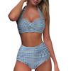 Women Vintage Swimsuit Two Piece Retro  Ruched High Waist Print Bikini Set