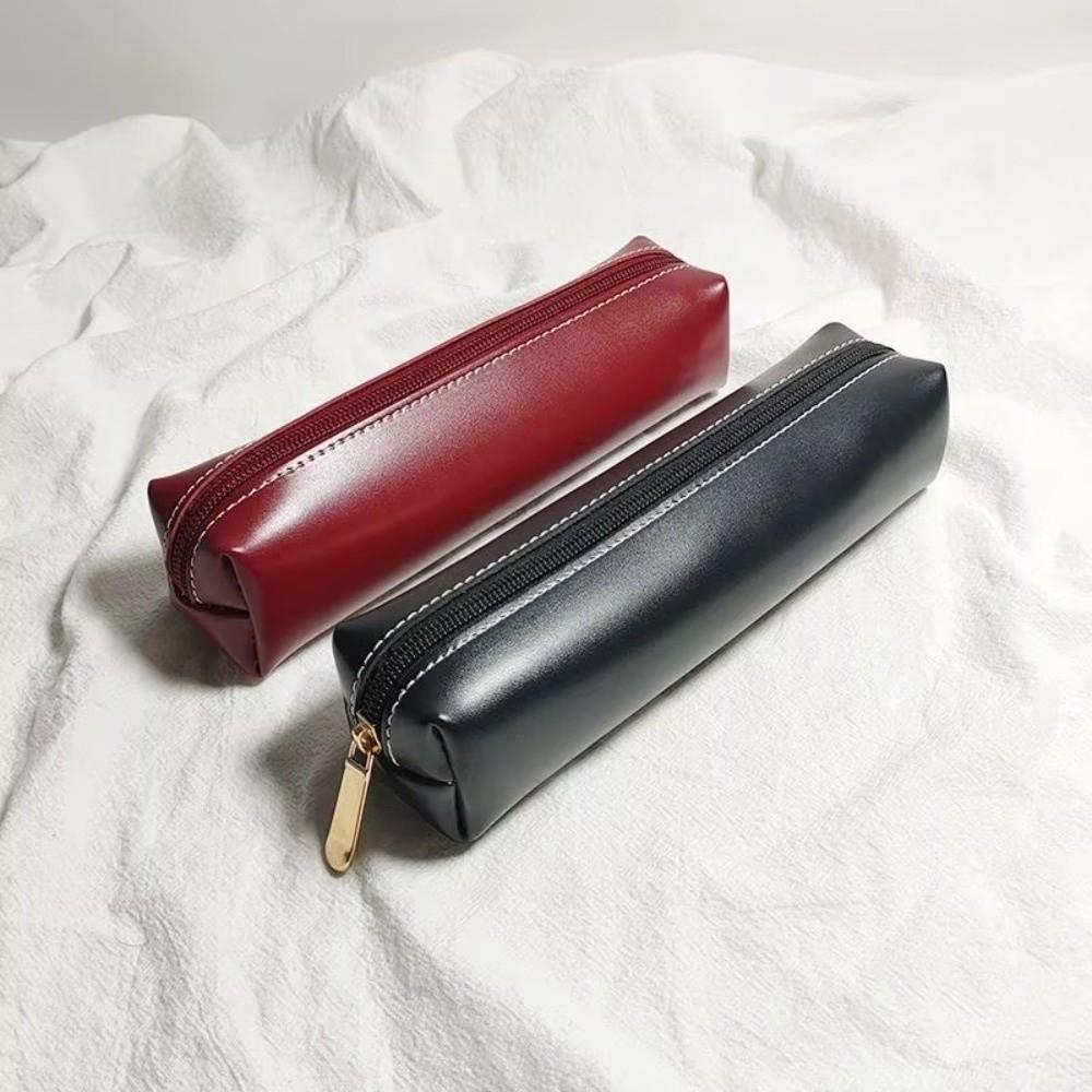 Portable Stationery Box Solid Color Pen Bag Trendy Pencil Case  School Office Use