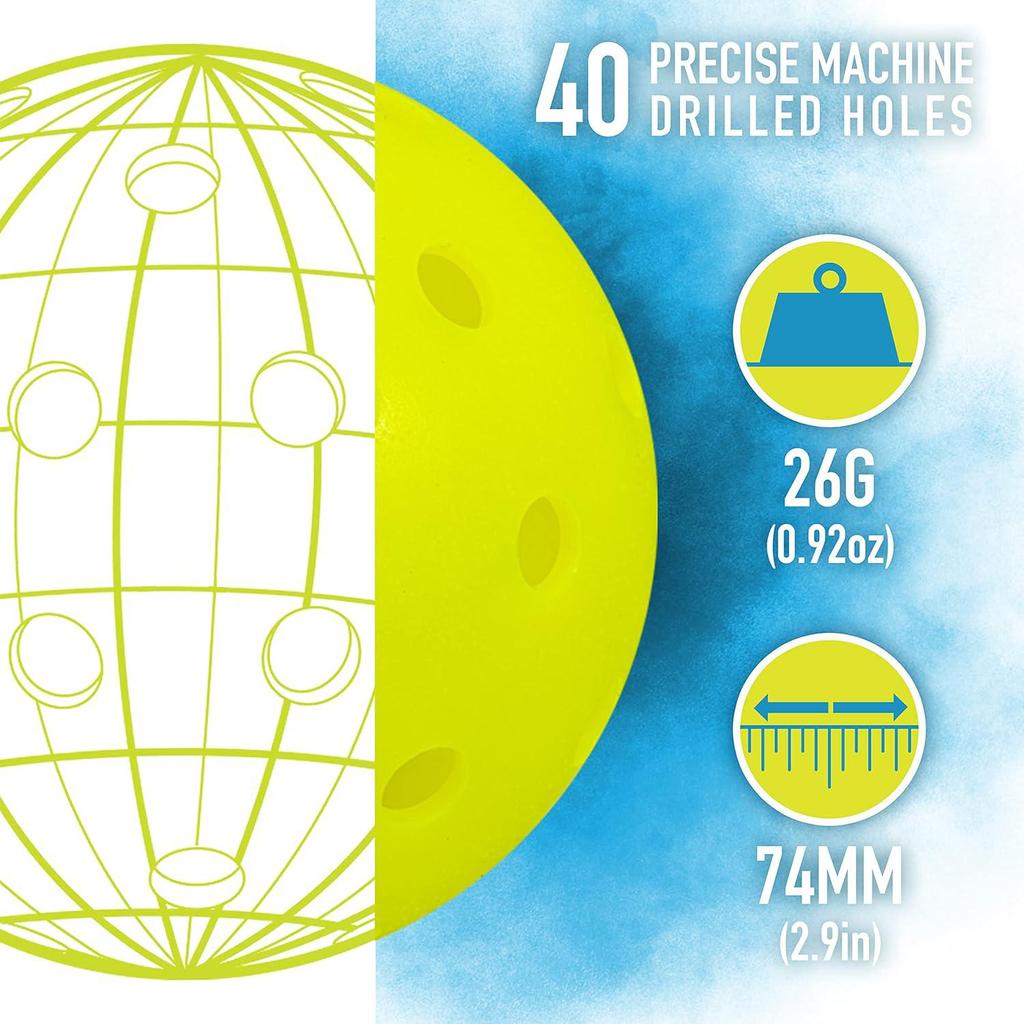 Outdoor-Pickleball-Bälle, speziell entwickelt und optimiert für Pickleball, 6er-Pack