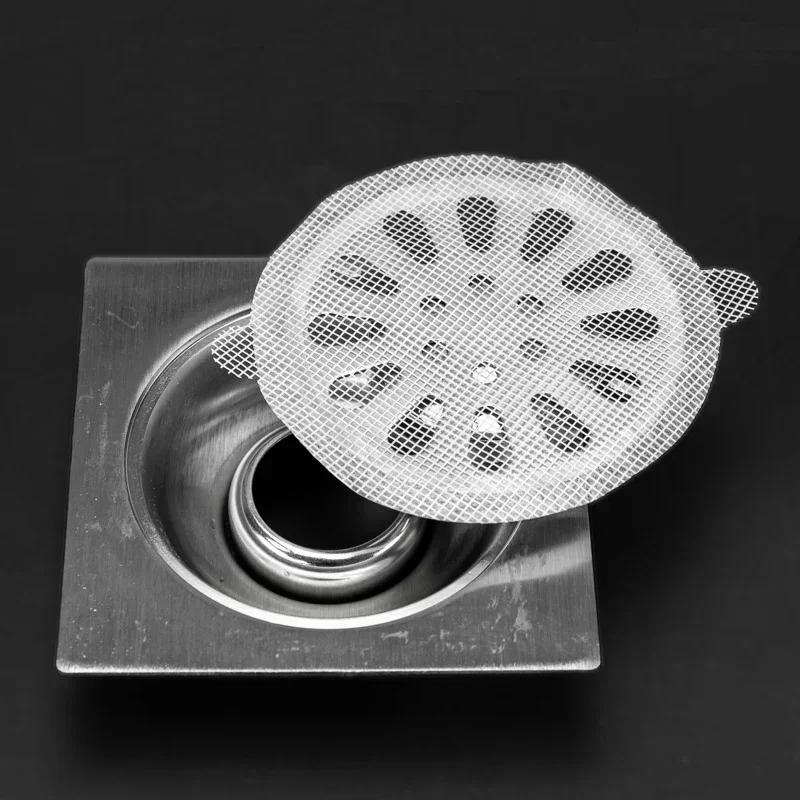 50/5 pezzi adesivi monouso per scarico a pavimento, filtro anti-blocco per lavandino, rete per bagno, doccia, raccogli-capelli, foro per schermo di scarico
