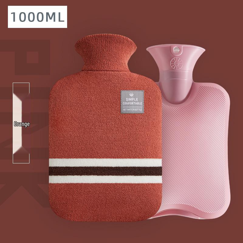 Transparent PVC Hot Water Bottle, Portable Stomach Warmer, Large Size, Plush Fabric, Cute Design, Ideal for Students.