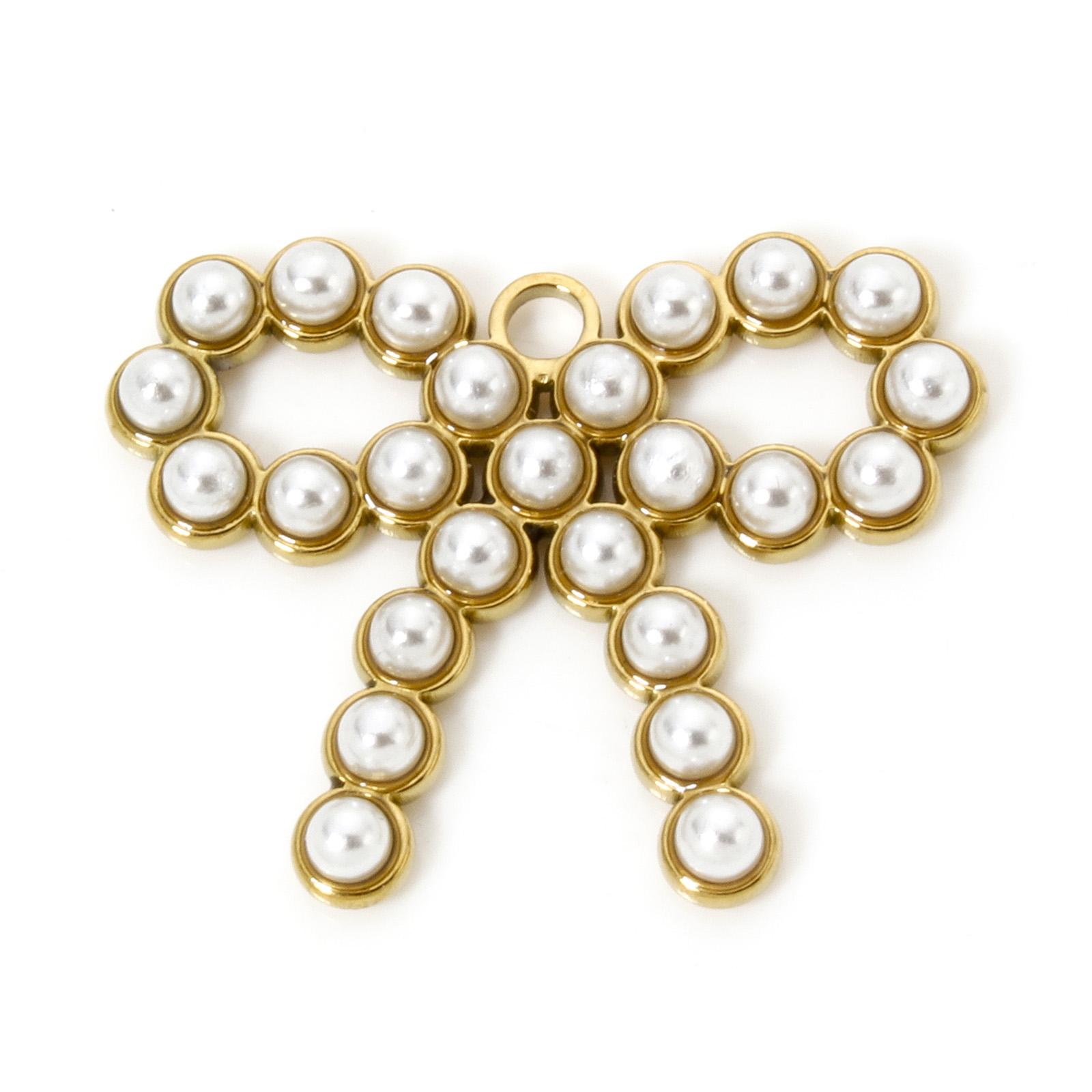 2PCs Classic 304 Stainless Steel Clothes Charms 18K Real Gold Plated Bowknot Pendant Jewelry Making DIY Findings Eco-friendly
