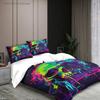 3pcs Skull Bedding Sets 3D Printed Neon Colorful Breathable Anti-Slip Duvet Cover Sets With Pillowcases No Filling