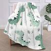 Dinosaur Park Pattern Cozy Throw Blanket - Soft Lightweight Cute Cartoon Animal Accent for Sofa Bed Kids Room Travel Decor
